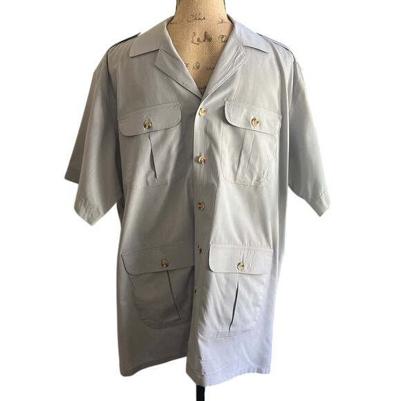 90s Vintage French Connection Men Button Down Shirt L Short Sleeves 4 Pockets - Picture 17 of 17